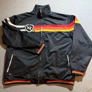 Roca Wear Track‎ Jacket Mens 2XL Black Striped Zip Long Sleeve Streetwear Y2K